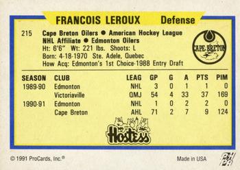 1991-92 ProCards AHL/IHL/CoHL #215 Francois Leroux Back