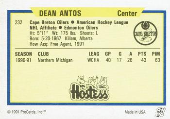 1991-92 ProCards AHL/IHL/CoHL #232 Dean Antos Back