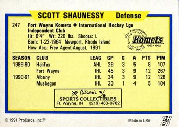 1991-92 ProCards AHL/IHL/CoHL #247 Scott Shaunessy Back