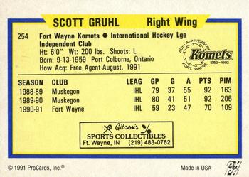 1991-92 ProCards AHL/IHL/CoHL #254 Scott Gruhl Back