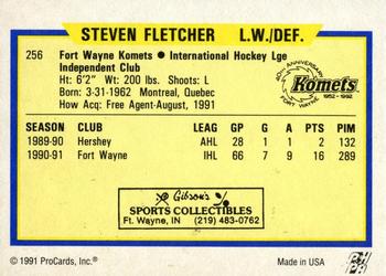 1991-92 ProCards AHL/IHL/CoHL #256 Steven Fletcher Back