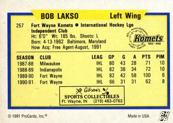 1991-92 ProCards AHL/IHL/CoHL #257 Bob Lakso Back