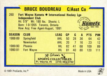 1991-92 ProCards AHL/IHL/CoHL #260 Bruce Boudreau Back