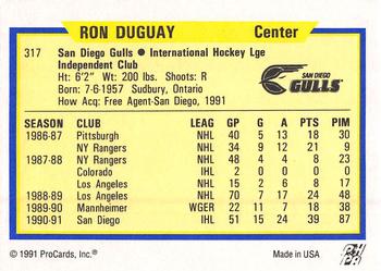 1991-92 ProCards AHL/IHL/CoHL #317 Ron Duguay Back