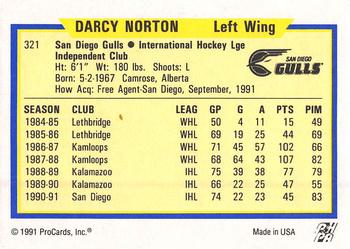 1991-92 ProCards AHL/IHL/CoHL #321 Darcy Norton Back