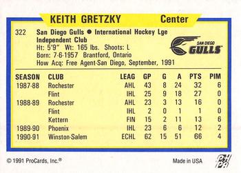 1991-92 ProCards AHL/IHL/CoHL #322 Keith Gretzky Back