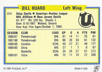1991-92 ProCards AHL/IHL/CoHL #414 Bill Huard Back