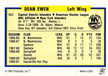 1991-92 ProCards AHL/IHL/CoHL #452 Dean Ewen Back