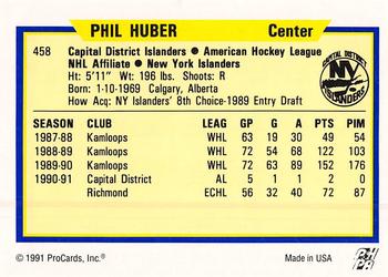 1991-92 ProCards AHL/IHL/CoHL #458 Phil Huber Back