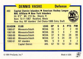 1991-92 ProCards AHL/IHL/CoHL #460 Dennis Vaske Back