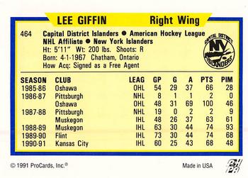 1991-92 ProCards AHL/IHL/CoHL #464 Lee Giffin Back