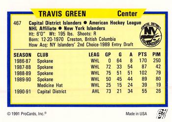 1991-92 ProCards AHL/IHL/CoHL #467 Travis Green Back