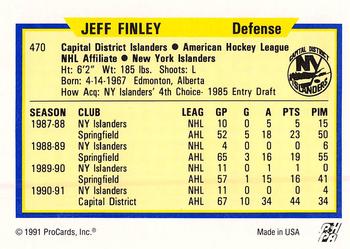 1991-92 ProCards AHL/IHL/CoHL #470 Jeff Finley Back
