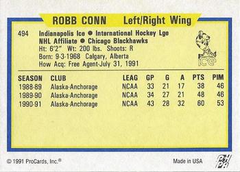 1991-92 ProCards AHL/IHL/CoHL #494 Rob Conn Back