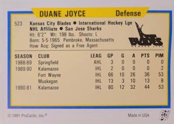 1991-92 ProCards AHL/IHL/CoHL #523 Duane Joyce Back