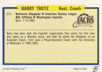 1991-92 ProCards AHL/IHL/CoHL #572 Barry Trotz Back