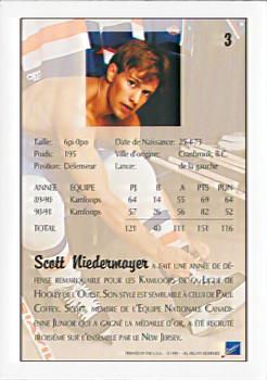 1991 Ultimate Draft - French #3 Scott Niedermayer Back