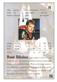 1991 Ultimate Draft - French #14 Brent Bilodeau Back