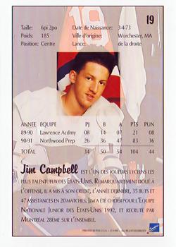 1991 Ultimate Draft - French #19 Jim Campbell Back