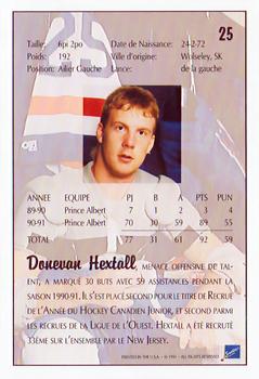 1991 Ultimate Draft - French #25 Donevan Hextall Back
