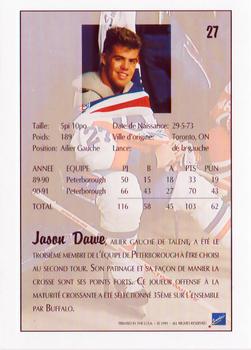 1991 Ultimate Draft - French #27 Jason Dawe Back