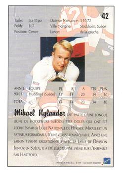 1991 Ultimate Draft - French #42 Mikael Nylander Back