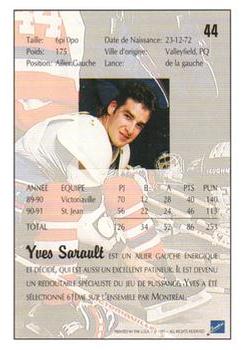 1991 Ultimate Draft - French #44 Yves Sarault Back