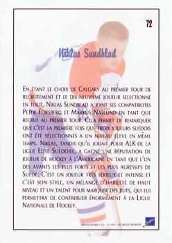 1991 Ultimate Draft - French #72 Niklas Sundblad Back