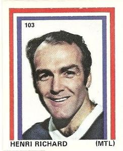 1971-72 Eddie Sargent NHL Players Stickers #103 Henri Richard Front