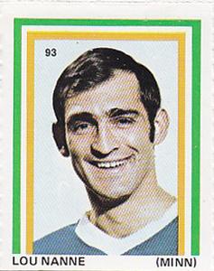 1971-72 Eddie Sargent NHL Players Stickers #93 Lou Nanne Front