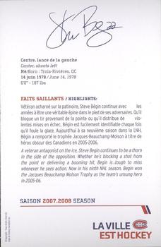 2007-08 Montreal Canadiens Postcards #NNO Steve Begin Back