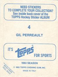 1983-84 Topps Stickers #4 Gilbert Perreault Back