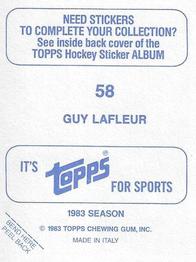 1983-84 Topps Stickers #58 Guy Lafleur Back