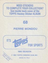 1983-84 Topps Stickers #68 Pierre Mondou Back