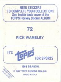 1983-84 Topps Stickers #72 Rick Wamsley Back