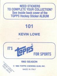 1983-84 Topps Stickers #101 Kevin Lowe Back