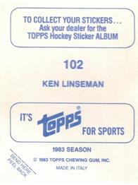 1983-84 Topps Stickers #102 Ken Linseman Back