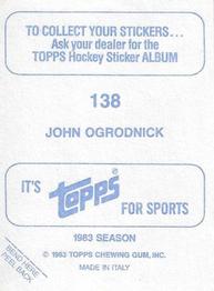 1983-84 Topps Stickers #138 John Ogrodnick Back