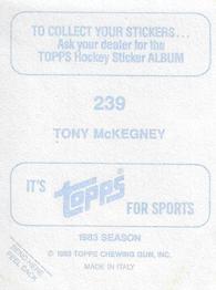 1983-84 Topps Stickers #239 Tony McKegney Back