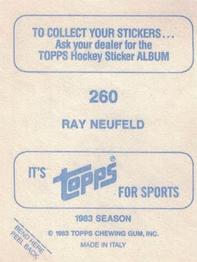 1983-84 Topps Stickers #260 Ray Neufeld Back