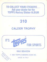 1983-84 Topps Stickers #310 Calder Trophy Back