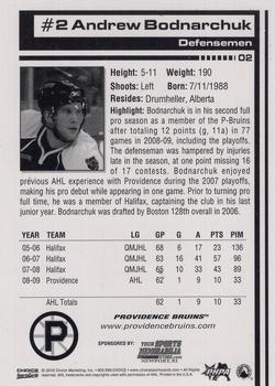2009-10 Choice Providence Bruins (AHL) #2 Andrew Bodnarchuk Back
