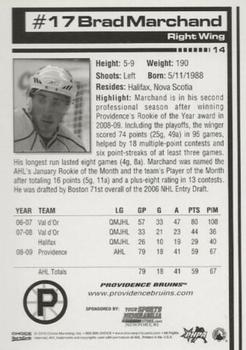 2009-10 Choice Providence Bruins (AHL) #14 Brad Marchand Back