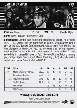 2012-13 Choice Providence Bruins (AHL) #13 Carter Camper Back