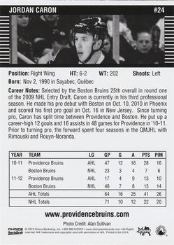 2012-13 Choice Providence Bruins (AHL) #24 Jordan Caron Back