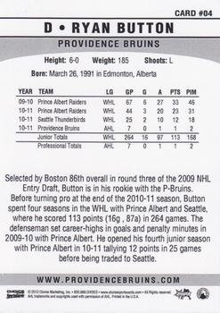 2011-12 Choice Providence Bruins (AHL) #4 Ryan Button Back