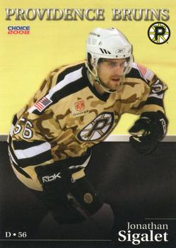 2007-08 Choice Providence Bruins (AHL) #18 Jonathan Sigalet Front