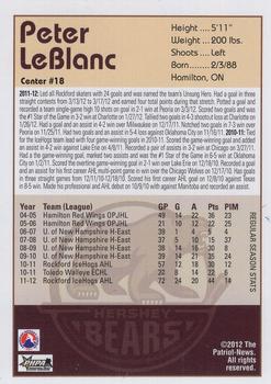 2012-13 Hershey Bears (AHL) #14 Peter Leblanc Back