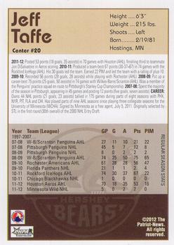 2012-13 Hershey Bears (AHL) #28 Jeff Taffe Back