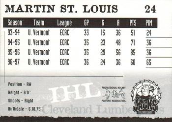 1997-98 Cleveland Lumberjacks (IHL) #24 Martin St. Louis Back